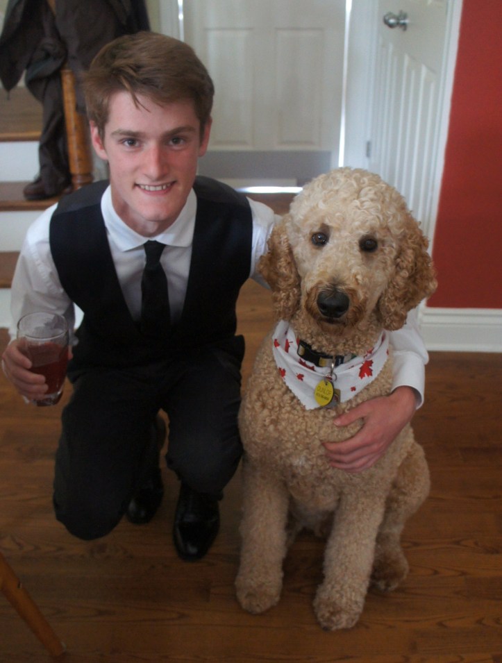 Robbie's dressed for prom and Dunlop's dressed for Canada Day!